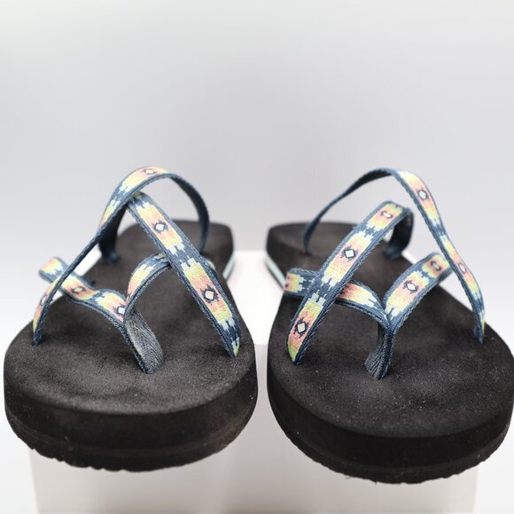Teva Olowahu Flip Flops Sandals Women's Blue Orange Yellow SN 6840 Size 8 - Picture 4 of 7